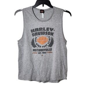 HARLEY DAVIDSON COTTON BLEND GRAY TANK TOP WOMENS‎ XL *RUNS SMALL*